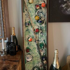 Unique Billiard Ball and Cue Art Piece